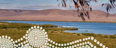 Photo by Ben Searcy of a billabong in front of Baxter Hill near Port Augusta