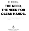 Hand hygiene poster - I feel the need, the need for clean hands